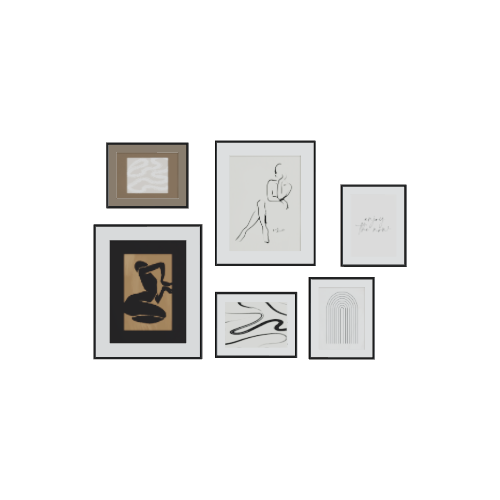collection with six framed 3D model
